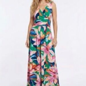 Pappagallo Multicolor Floral Maxi Dress - Green Pink Blue